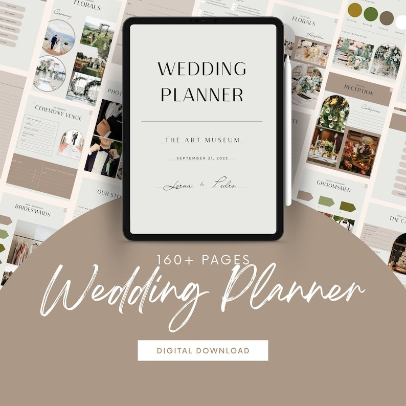 GOODNOTES 160+ Pages Wedding Planner Template Digital Download, PDF format,  Minimalist Wedding Planner, Budget, Vision Boards, Hyperlinked