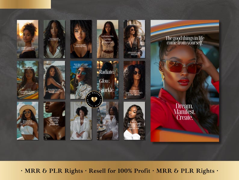 Historias de Instagram Melanin de Lujo: 50 Plantillas Motivacionales (MRR/PLR)