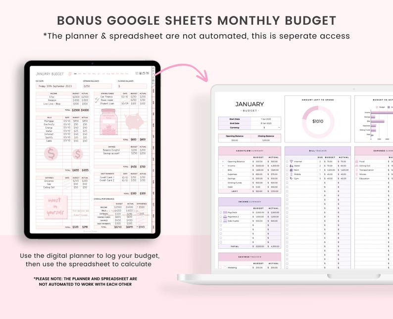 Planificateur budgétaire numérique : Suivi des finances, Compatible GoodNotes (Portrait) (Téléchargement PDF)