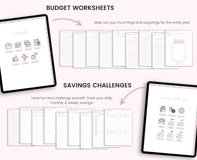 Planificateur budgétaire numérique : Suivi des finances, Compatible GoodNotes (Portrait) (Téléchargement PDF)
