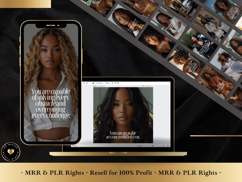 Historias de Instagram Melanin de Lujo: 50 Plantillas Motivacionales (MRR/PLR)