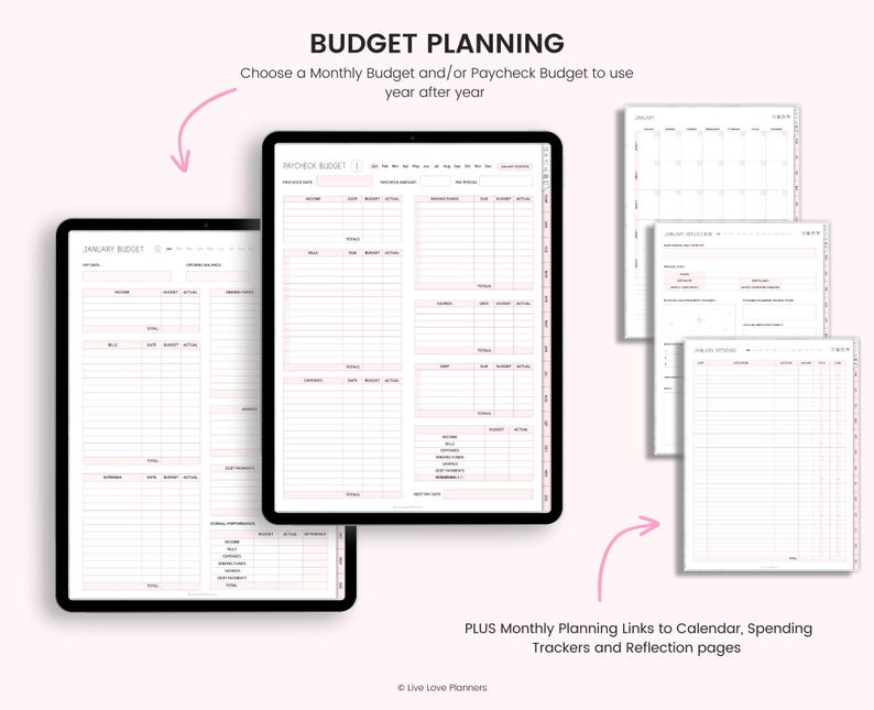 Planificateur budgétaire numérique : Suivi des finances, Compatible GoodNotes (Portrait) (Téléchargement PDF)