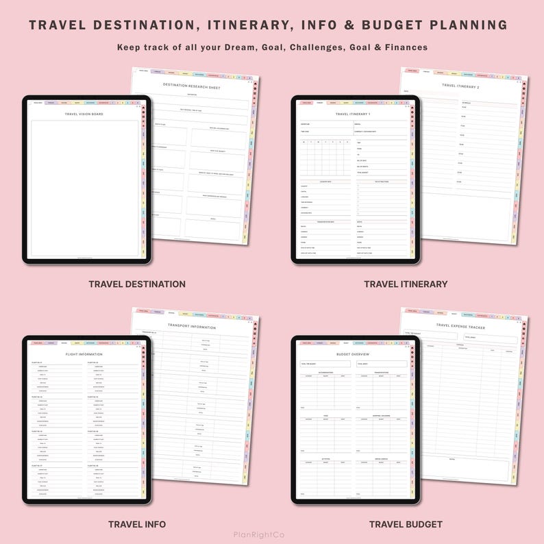 Carnet de voyage numérique, Journal de voyage, Planificateur de voyage, Organisateur de vacances, Planificateur de vacances, Planificateur de voyage, Planificateur GoodNotes, Liste de colisage