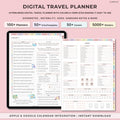 Carnet de voyage numérique, Journal de voyage, Planificateur de voyage, Organisateur de vacances, Planificateur de vacances, Planificateur de voyage, Planificateur GoodNotes, Liste de colisage