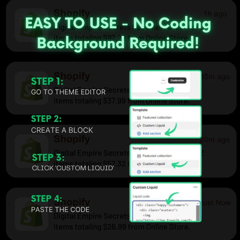 Paquete Shopify Liquid Codebook - Más de 220 códigos web personalizables PLR/MRR - Compatible con todos los temas - funciona para todas las plantillas (Descarga digital)