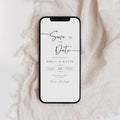 Guardar la fecha electrónico, Guardar la fecha minimalista invitación electrónica, Invitación de boda electrónica, Guardar la fecha para teléfono, SD-59