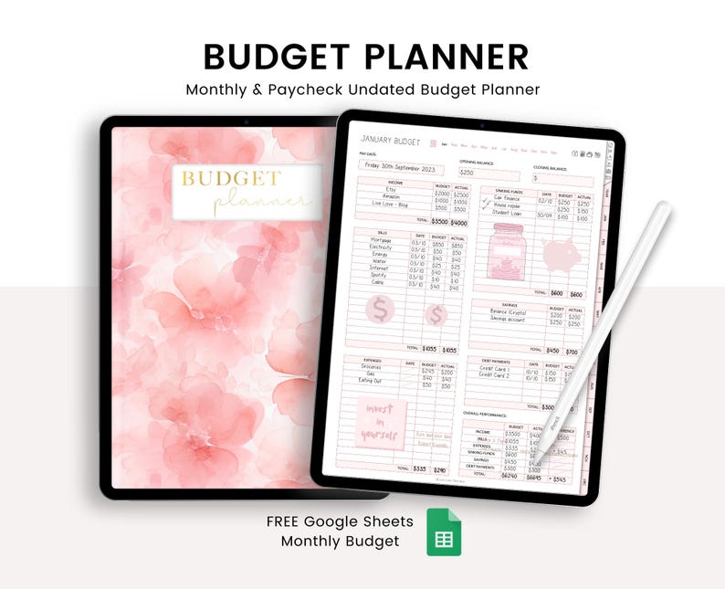 Planificateur budgétaire numérique : Suivi des finances, Compatible GoodNotes (Portrait) (Téléchargement PDF)
