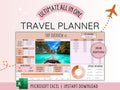 Planificador de viaje Planificador de viaje digital para itinerario de viaje Planificador de vacaciones digital Itinerario de vacaciones Organizador de viaje Presupuesto de viaje Excel