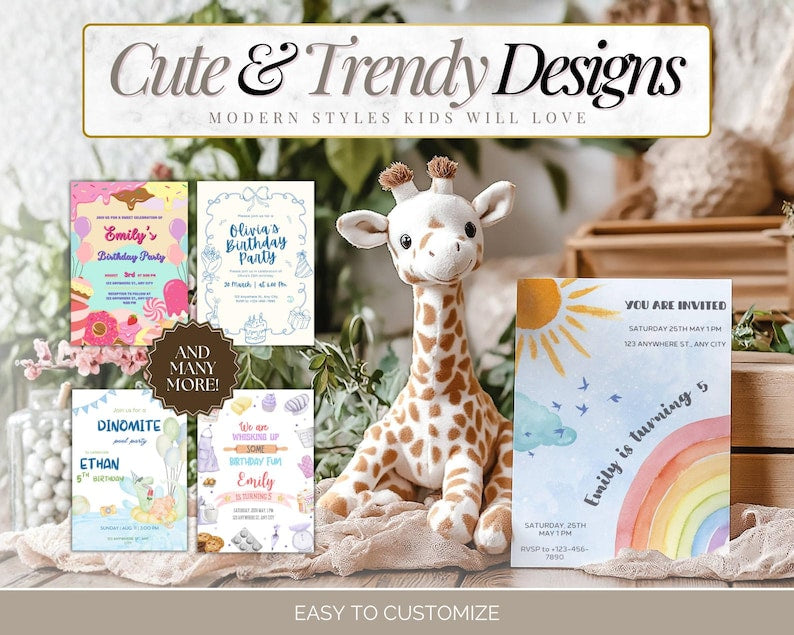 Pack d'invitations d'anniversaire numériques | Produit numérique PLR & MRR | 35 modèles Canva pour l'impression à la demande et le marketing numérique