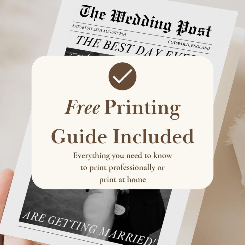 Modèle Canva de programme de mariage pliable, journal de jeunes mariés, programme de mariage sous forme de journal, emploi du temps de la cérémonie infographique