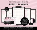 Agenda digital PLR sin fecha, con hipervínulos. Diseño premium, estética de pasteles rosas. Plantilla Canva PLR para revender con derechos de etiqueta privada.