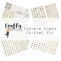 Vintage Charm Ephemera Digital Kit … 4 Printable Pages …Junk Journal Charms, Clusters & Dangles… Instant Download
