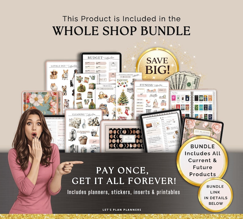 COMPRA PAQUETE 2026 Planificador Digital Plantilla iPad GoodNotes Android Notability Diario Pegatinas Imprimibles e Insertos